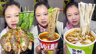 Lets Eat With Jin StirFried Fish Spicy And Chongqing Buckwheat Noodles [upl. by Narut]