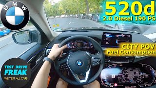 2023 BMW 520d Limousine Sedan 190 PS CITY POV DRIVE with Fuel Consumption [upl. by Elletsyrk881]