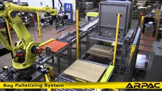 ARPACs Robotic Bag Palletizer System Palletizing Bags [upl. by Letney]