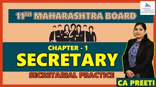 CHAPTER 1  LECTURE 1  SECRETARY  11TH SECRETARIAL PRACTICE  MAHARASTRA BOARD [upl. by Amihsat]