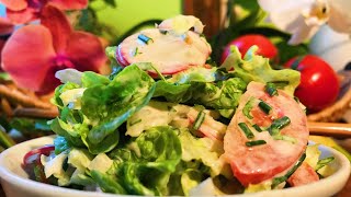 Chives Parsley Radish Tomato Frisée Salad with Garlic Cashew Dressing  Take 3 [upl. by Ellette]