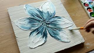 68 Easy Textured Flower Painting with Acrylics  How to Paint a Flower [upl. by Ahsiuqet]