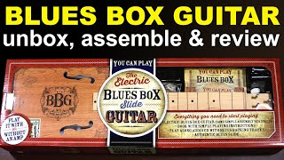 Blues Box Guitar the BBG slide guitar Unboxing assembly amp review cheap cigar box guitar [upl. by Chesney]