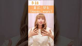 手話｢喜ぶ、怒る｣😊😡sign language “happy angry”shorts 手話 signlanguage 喜ぶ 怒る 喜び 怒り happy angry 難聴 [upl. by Roderick]