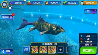 PLATECARPUS MAX LEVEL 40 TOURNAMENT  JURASSIC WORLD THE GAME [upl. by Htederem]