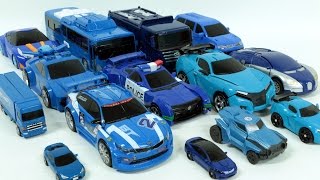 Blue Color Carbot Tobot Transformers Robot Transformation Car Toys 파란색 헬로카봇 또봇 트랜스포머 자동차 장난감 변신 동영상 [upl. by Enisamoht]