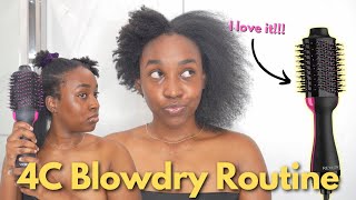 The Easiest 4C Blowdry Routine  Revlon One Step Blow Dryer [upl. by Ymar]