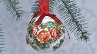 Decoupage christas baubles easy to make  tutorial DIY [upl. by Cooke]