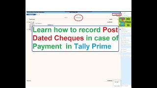 Post Dated Cheque Entry in Tally Prime  PDC Cheque Entry in Tally Prime  PDC Cheque Receipt Entry [upl. by Patsis]