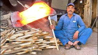 Amazing Process of Making Damascus Axe in Factory Process  Handmade Axe Mass Production [upl. by Ttik]