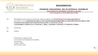 01 SEPTEMBER 2023  OPENBARE VERGADERING VAN DE NATIONALE ASSEMBLEE [upl. by Assile81]