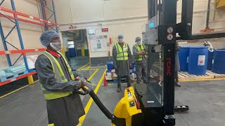 How to operate a Pedestrian Stacker Lift Truck  Training [upl. by Drawd]