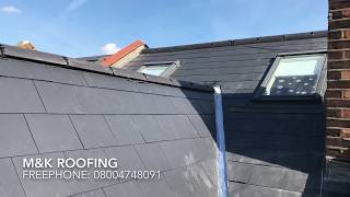 New slate roof dry ridge system new torch on felt MampK ROOFING [upl. by Wenona]