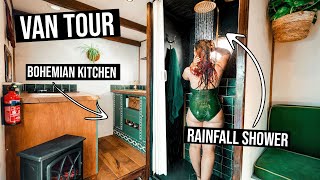 VAN TOUR  Vintage British Van Completely Restored With Beautiful Wooden Interior INSANE Wet Room [upl. by Rahsab]