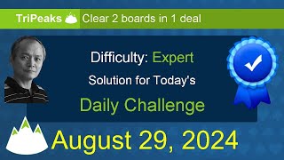 Microsoft Solitaire Collection TriPeaks  Expert  August 29 2024 [upl. by Eiclek]