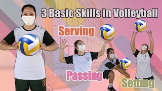 3 Basic Skills in Volleyball [upl. by Ciredec32]