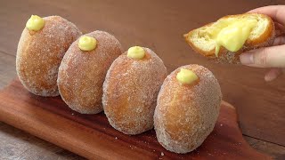 노오븐 입이 호강하는폭신한 커스터드 도넛 만들기  최강비율 커스터드 크림 만들기  Vanilla Custard Donuts Recipe [upl. by Emelda251]