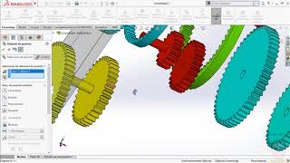 Análisis cinemático de un tren planetario doble con engranes anulares mediante SolidWorks Motion [upl. by Hachmin]