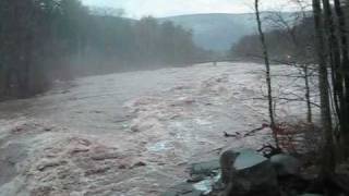 Esopus Creek Flooding Woodland Valley Bridge Phoenicia NY Shandaken NY [upl. by Charmain53]