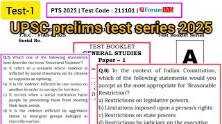 Forum IAS PRELIMS TEST SERIES 2025  UPSC prelims test 2025 upsc ias visionias testseries pyq [upl. by Macswan352]