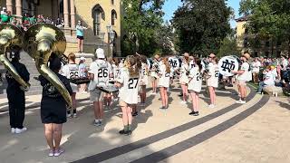 Notre Dame Traditions Notre Dame Marching Band Friday March Out in 4K [upl. by Annahgiel252]