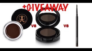 Anastasia Dip Brow Pomade vs Brow Powder Duo vs MAC Eye Brow Pencil  GIVEAWAY Bodacious [upl. by Kev22]