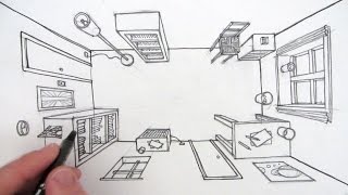 How to Draw a Room in One Point Perspective A Birds Eye View [upl. by Babette197]