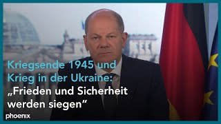 Ansprache von Kanzler Scholz zum Gedenken an das Kriegsende 1945 und zum Krieg gegen die Ukraine [upl. by Anialem]