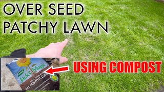 How to OVER SEED a Patchy Lawn and Top Dress Using COMPOST  UK Lawn  Garden Renovation [upl. by Konopka]