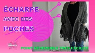 DIY Incroyable Écharpe Tricoté Avec des PochesTrès Facile  Knit Scarf with Pockets Very Easy [upl. by Woodall]