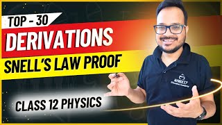 Proof of Snells law using Huygens Principles  Class 12 Physics Important Topics for CBSE 2024 [upl. by Brandise867]