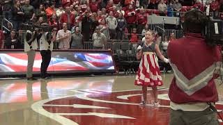 8 Year Old Kinsley Murray National Anthem Stanford  WSU 21824 [upl. by Killarney]