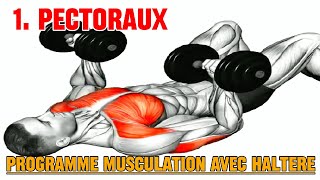 Programme de musculation à la maison avec haltères 1 Pectoraux [upl. by Bibah]