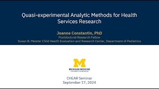 Quasiexperimental Analytic Methods for Health Services Research [upl. by Tiersten534]