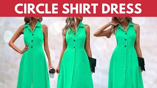 How to Make a CIRCLE SHIRT DRESS  Cut amp Sew  180 Degree Circle Skirt  Shirt with Collar  Silem [upl. by Acirea]