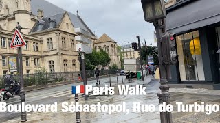 🇫🇷Paris Walk Boulevard Sébastopol and Rue de Turbigo 🇫🇷 [upl. by Ris]