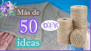 Más de 50 ideas de manualidades con tela de arpillera y cuerda de yute y otros materiales reciclados [upl. by Clari]