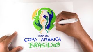 Cómo dibujar el logo de la Copa América Brasil 2019 [upl. by Eenet379]