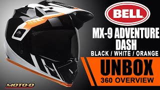 Bell MX9 Adventure Motorcycle Helmet w MIPS Dash Black White Orange  Overview  MOTOD Racing [upl. by Annahsit]