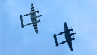 SLEEK Sound of Lockheed P38 Lightning Flight Demo with TWO P38s BEAUTIFUL [upl. by Aileek]