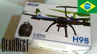 unboxing de um Drone do site GearbestJJRC H98 [upl. by Alyag53]