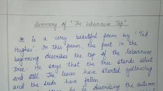 Summary The Laburnum Top Class11 in Hindi The Laburnum Top in hindi summary class 11th Ted Hughes [upl. by Small]