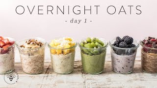 OVERNIGHT OATS 6 Ways  Easy Healthy RAINBOW Breakfasts 🐝 DAY 1  HONEYSUCKLE [upl. by Trebuh]