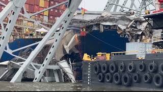 A rescue team from the unified command is clearing steel debris on the Dali ship [upl. by Avruch]