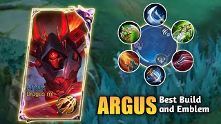 New Season Argus Best Build and Emblem in Solo Ranked Game 2024  MLBB [upl. by Ereveniug]