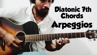 Diatonic 7 chords arpeggios  Key of C major  Tabs [upl. by Donell]