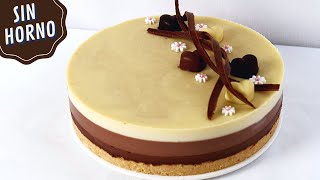 TARTA 3 CHOCOLATES  RECETA FÁCIL Y SIN HORNO  LADULCEPEDIA [upl. by Newbill643]