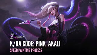 KDA code PINK Akali  League of Legends Splash Art Speedpaint [upl. by Kasper221]