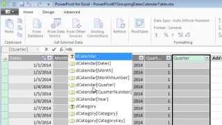 Excel 2013 PowerPivot Basics 7 Calendar Table Calculated Columns Month Year Quarter Fiscal Quarter [upl. by Binetta875]