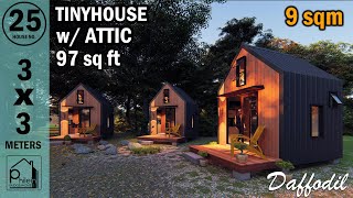 TINY HOUSE DESIGN 3 X 3 METERS  9sqm 97sqft TINYHOUSE TOUR [upl. by Alliehs20]